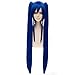 Wendy Marvell Wig Fairy Tail Cosplay Long Straight Dark Blue Double Ponytail Costume Wig