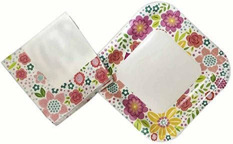 Floral Spring Summertime Tableware Party Supply Set Plates Napkins Baking Liners
