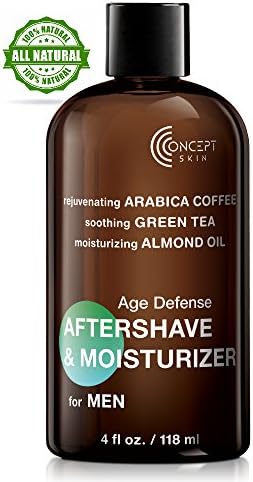 CONCEPT SKIN Aftershave Lotion for Men 4 oz, Organic Moisturizer with Anti aging Caffeine, Grape Seed, Green Tea and Almond Oil - Soothing for Sensitive Skin and Razor Burn -Natural, Paraben Free