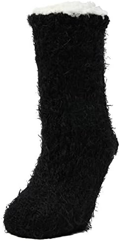 MeMoi Collection Osito Warm Winter Sock - Squishy Sherpa Fur Socks for Women LF7-5762 Black One Size 9-11