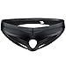 TiaoBug Mens Jockstrap Shiny Bikini Front Hole Briefs Underwear Black X-Large
