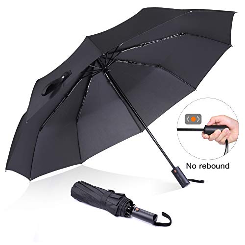 REYLEO Windproof Travel Umbrella with Teflon Coating, Ultralight Only 520g, Auto Open/Close Button, Folding Umbrellas Can be Folded 10000+ Times