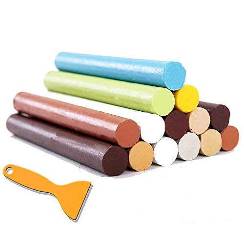 Wood Filler Sticks Furniture Wax Crayons, 14 Colors+1 Scraper Wood