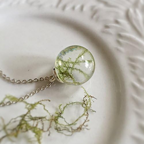 Resin Moss Necklace, Glass Ball, Osmanthus, Fairy Tale, Botanical Woodland, Real Flower, Boho Wedding, Dried Moss, Friendship, Terrarium
