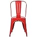 Poly and Bark Metal Modern Dining Chair, Industrial Mid Century Kitchen Cafe Restaurant Side Chair, Stackable, Red (Set of 4)