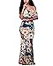 BIUBIU Women's Elegant Off Shoulder Floral Party Bodycon Maxi Dress Beige 2XL