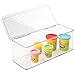 mDesign Stackable Plastic Craft, Sewing, Crochet Storage Container Box with Attached Lid - Compact Organizer and Holder for Thread, Beads, Ribbon, Glitter, Clay - 13.4