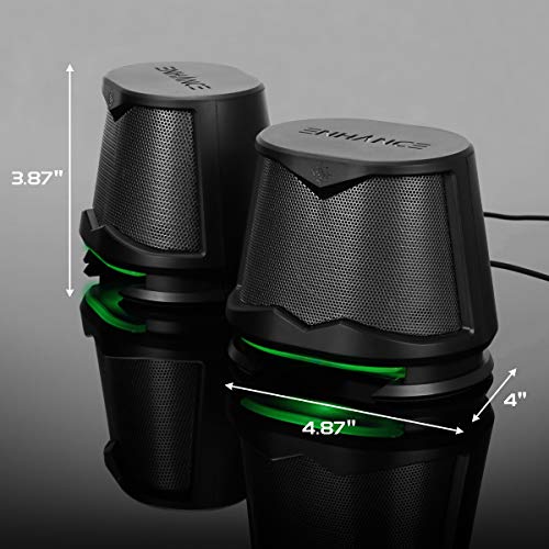 image for ENHANCE SB2 Computer Speakers with Green LED Glow Lights and 2.0 USB P