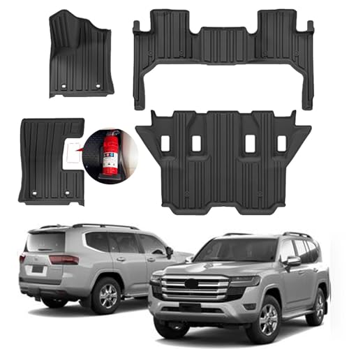 beyond self TPE All Weather Car Floor Mat For Land Cruiser LC300 2022-2025 7Seats Protector Passenger Seat With Fire Extinguisher Car Mats Floor Waterproof LC300 Interior Accessories