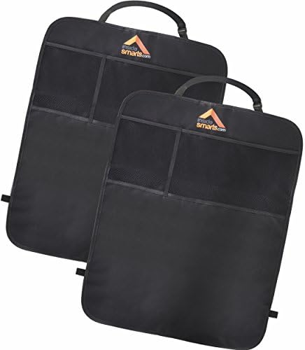 Car Kick Mat, Set of 2 Seat Protector Mats for Car Upholstery, Black, by InsideSmarts