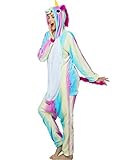 Adult Onesie Unicorn Pajamas for Women Kigurumi Animal Cosplay Halloween Costume, Rainbow Unicorn 2, S For Height 59