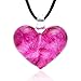 Chuvora Hand Blown Venetian Murano Glass Rose Pink Heart Shaped Pendant Necklace, 18-20 inches