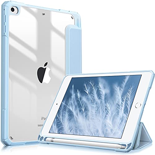 FINTIE Hybrid Case Compatible with iPad Mini 5th Generation (2019) / iPad Mini 4th Generation (2015) 7.9 inch - Slim Shockproof Cover with Clear Back, Auto Wake/Sleep, Sky Blue