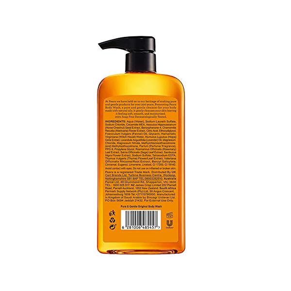 Pears-Original-Body-Wash-Multi-500-ml Pears Body Wash (500ml) Pure and Gentle Original | Made With Natural Oils and Soap Free | Nourishing Moisturisation and…
