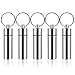5pcs Aluminum Waterproof Pill Holder, Portable Pill Organizers Box with Keychains, Mini First Aid Drug Storage Holder Container for Daily Use and Outdoor Camping Travel (Silver)