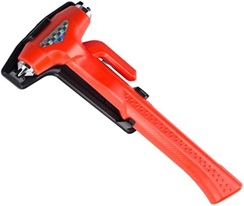Car Safety Hammer, Window Breaker, Emergency Escape Tool Hammer, 3-in-1, Heavy-Duty for Car, SUV, Truck-by PLUSLOR (9.1 Inches, Bright Orange, 1-Pack)