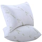 Pillows for Sleeping 2 Pack Bamboo Polyester Filled Ultra Soft Bounce Back Standard Queen Size 18 x 26 inches Pair Set of 2 Cool Washable Medium Support(2 Pack Bamboo Pillows Standard Queen)