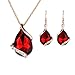 Ezing Women Crystal Pendant Gold Plated Chain Necklace Earring Jewelry Set