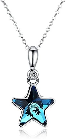 Star Pendant Necklace for Women Blue Crystal Twinkle Little Star Pendant Fashion Jewellery Friendship Necklaces Christmas Valentine's Day gift