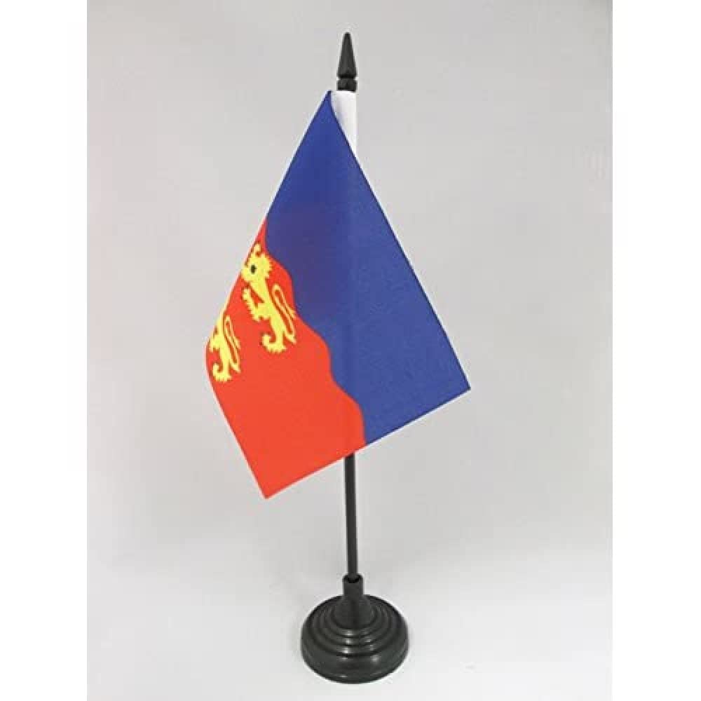 AZ FLAG - Calvados Table Flag 4'' x 6'' - French department Office Mini Banner 100% Polyester 15 x 10 cm - Mini Desk Flag with 10'' Pole and Black Plastic Base