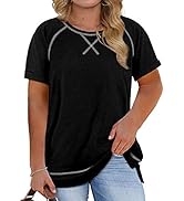 Asvivid Womens Plus Size Tops Summer Short Sleeve Crew Neck Loose Casual Tee T Shirt