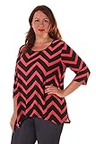 Hot Ginger Women's Plus Size Chevron Print Lace Back Top (Size: 1X-3X)