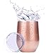 Wine Tumbler, Soft Digits Stainless Steel Stemless Wine Glass Tumbler, 12 oz Double Wall Vacuum Insulated Travel Tumbler Cup for Coffee, Wine, Cocktails, Ice Cream, Champagne - Rose Gold
