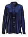 ASMAX HaoDuoYi Womens Turn-Down Collar Long Sleeve Velvet Boyfriend Shirt Dark Blue