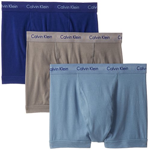 Calvin Klein Men's Underwear 3 Pack Cotton Stretch Trunks Blue/Grey Assorted Small