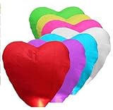 FRE 7 Pcs Beauty Chinese Paper Sky Flying Wishing Outdoors Lantern Heart Shape for Birthdaywedding - Muti Color