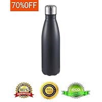 MASVIS 16 OZStainless Steel Vacuum Insulated Water Bottle Leak-Proof Double Walled Cole Shape Bottle (Black, 16oz)