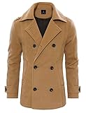 Tom's Ware Men's Stylish Wool Blend Double Breasted Pea Coat