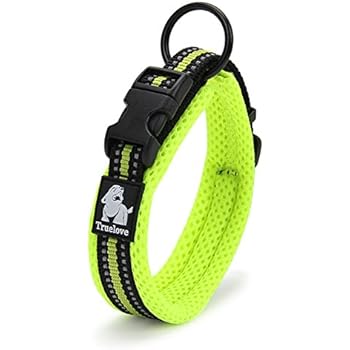 Creation Core 3M Reflective Mesh Padded Dog Collar Adjustable Nylon Outdoor Adventure Pet Collar, Green XL