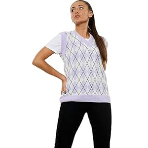 Dames Diamonds Hounds Hondentand Effen Geruit Gebreid Vest Mouwloos Trui Top