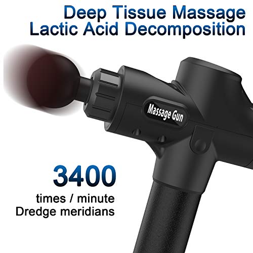 Massage Gun with Carrying Case -HENSUN Professional Handheld Deep Tissue Muscle Massager for Athletes- 20 Speed Strength Levels for Muscle Soreness Relieves(Black)