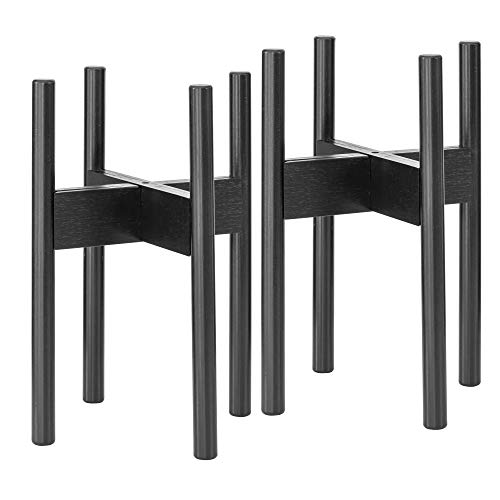 Rubberneck 2Er Set Bambus Pflanzenständer - Verstellbare Blumentopfständer Aus Bambusholz Für Den Innen- Und Außenbereich - Schwarz