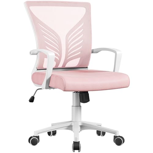 Bürostuhl Ergonomisch Drehstuhl mit Schaukelfunktion, Hellrosa