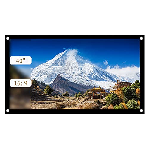 ASHATA Projector Screen,16:9 Projection Screen Thicken Portable Non-Crease Soft Polyester Projector Curtain for Projector Home Theater Outdoor/Indoor/Camping Movie,White,40-120 Inch (40in)