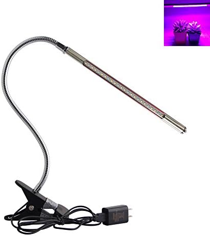 LED Grow Light, 5W Adjustable 3 Level Dimmable, LED Clip Desk Lamp Clamp, Flexible Neck 360 Degree For Hydroponic Garden Greenhouse (Black)