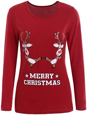 Seazoon Womens Christmas Shirt Reindeer Floral Print Scoop Neck Long Sleeve Shirt Blouse Tops Women