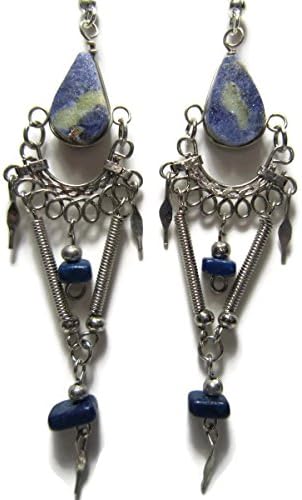 Handmade Lapis Stone Earrings Hippie Jewelry for Women Girls