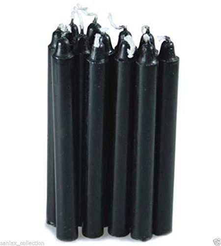 Sandhya Candles Paraffin Wax Taper Candle (Black, 1.4mmx7.5-inch, 10)
