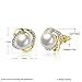 18K Gold Plated Stud Earrings Golden Zircon Twist Simulated Pearl for Women Jewelry