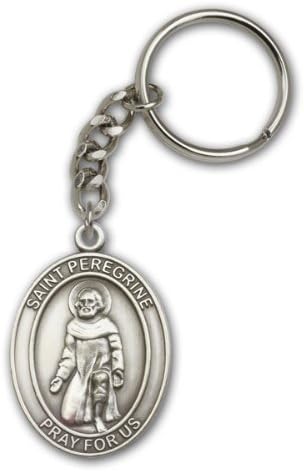 Jewels Obsession St. Peregrine Keychain Pendant | Antique Silver St. Peregrine Keychain Pendant - Made in USA