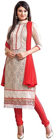 Ninecolours Chanderi Party Wear Unstitched Churidar Salwar Suit In Red Colour