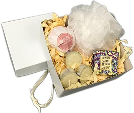 Spa for a Day Bath in a Gift Box Set Includes Barr Bath Bomb, Bath Pouf, Specialty Soap and Aromatherapy Candles (Marine)