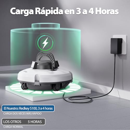 Redkey Upgrade S100 Robot Pool Cleaner Without Cable, 200 Minutes of Autonomy, Climbs 18° Slopes, Double Motor, Automatic Stop, Automatic Pool Cleaner for Pools up to 120㎡