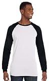 Bella 3000 Mens Jersey Long Sleeve Baseball Tee - White & Black, Medium