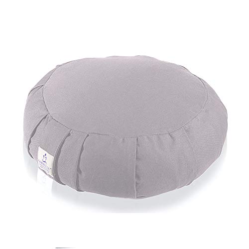 OMMETTA Waterproof Meditation Cushion – Natural and Organic Filled Yoga Pillow with Removable Machine Washable Anti-UV Cover [7 Colors – Round, Crescent] (Round Cover Only – Gray, Round Cover Only)