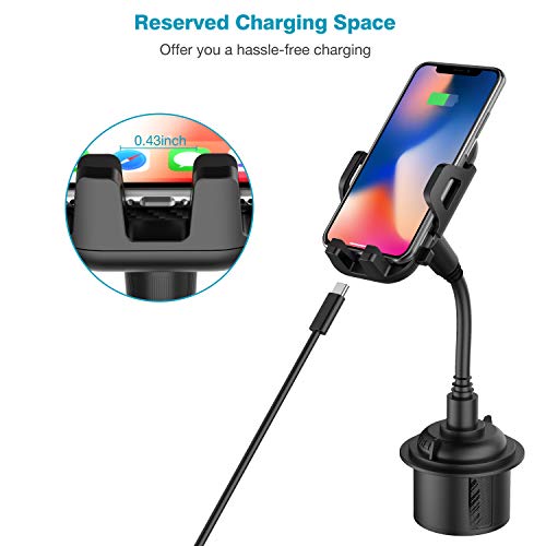 Car Cup Holder Phone Mount, Adjustable Gooseneck Cupholder Cell Phone Cradle with 360° Rotatable Holder for iPhone XR Xs XS Max X 8 7 7 Plus 6s/ Samsung Galaxy S10 S9 S8 S7/ Note 9 8, Huawei, GPS etc - Thumbnail 6